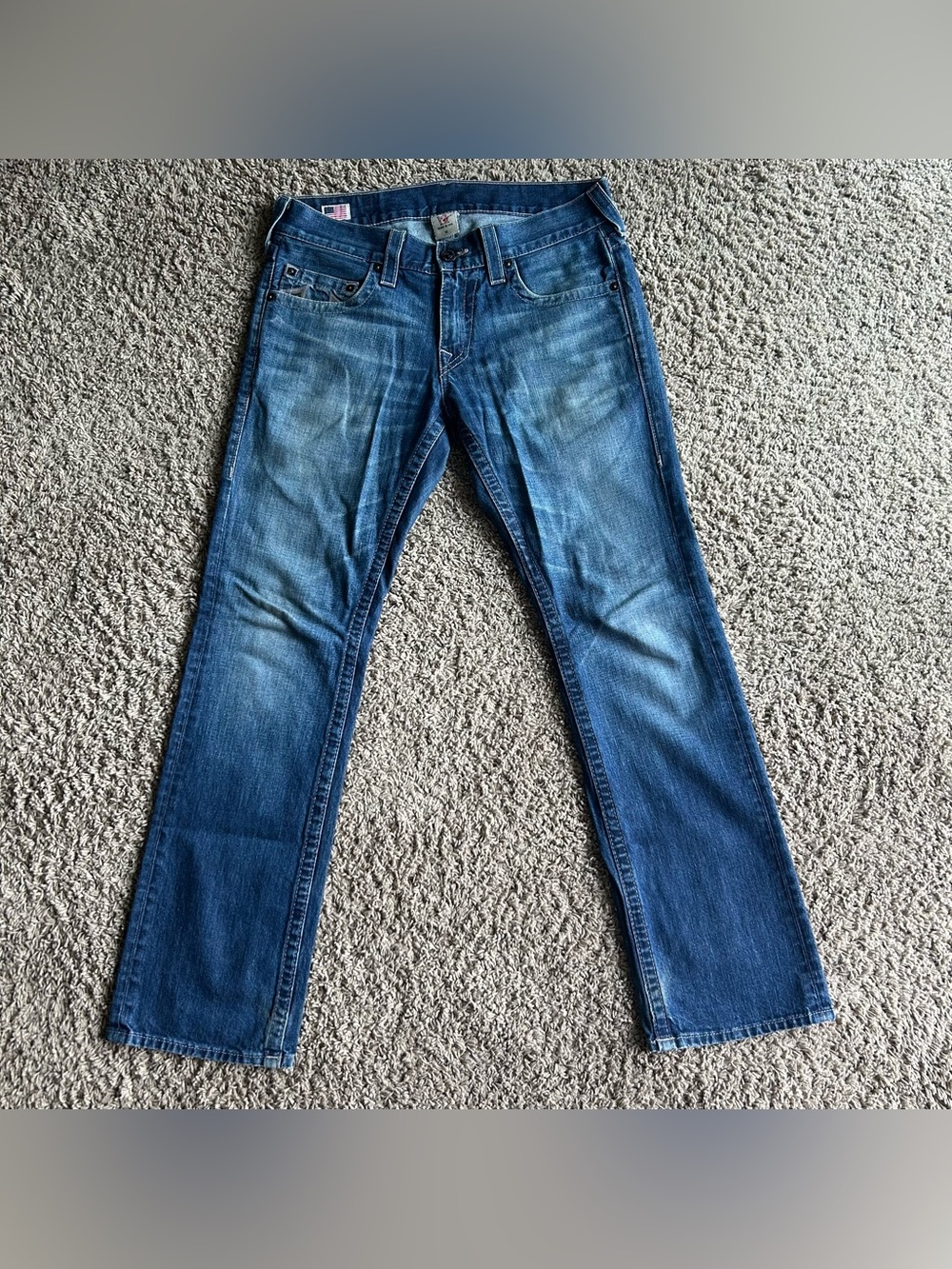 VTG True Religion Bobby Jeans Mens 32(34-35x33)Denim Blue Casual Y2K Made in USA